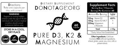 Pure D3, K2 & Magnesium label