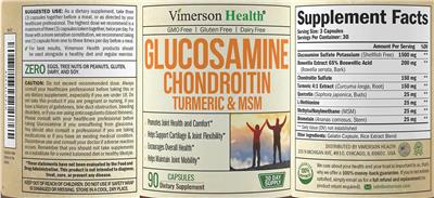 Glucosamine Chondroitin Turmeric & MSM label
