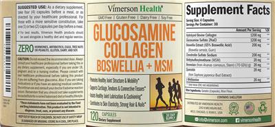 Glucosamine Collagen Boswellia + MSM label