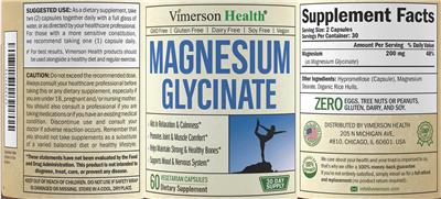 Magnesium Glycinate label