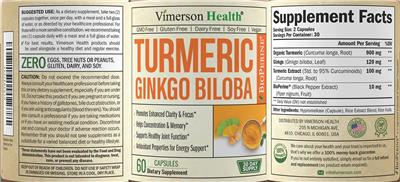 Turmeric Ginkgo Biloba label