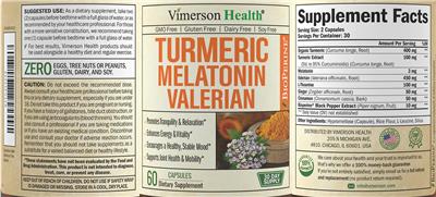 Turmeric Melatonin Valerian label