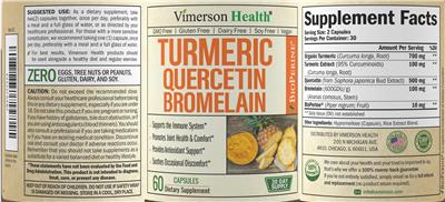 Turmeric Quercetin Bromelain label