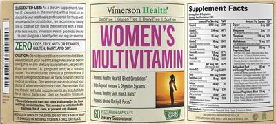 Women's Multivitamin label