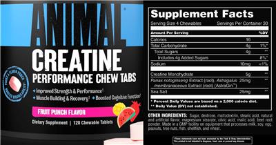 Animal Creatine Fruit Punch Flavor label