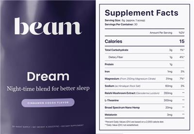 Dream Cinnamon Cocoa Flavor label