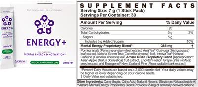 Energy+ Matcha Pomegranate Lime label