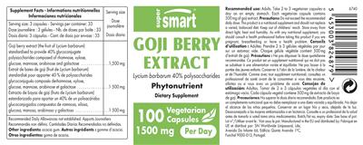 Goji Berry Extract 1500 mg label