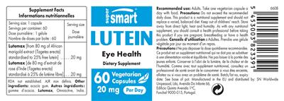 Lutein 20 mg label