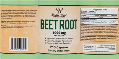 Beet Root 1000 mg label