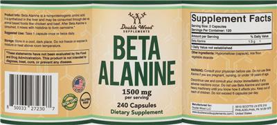 Beta Alanine 1500 mg label
