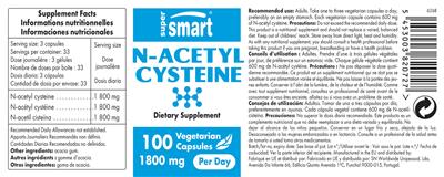N-Acetyl Cysteine 1800 mg label
