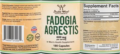 Fadogia Agrestis 600 mg label