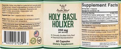 Holy Basil Holixer 250 mg label