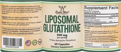 Liposomal Glutathione 500 mg label