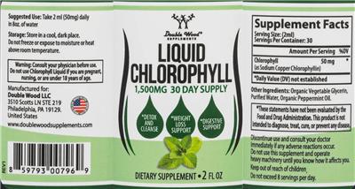 Liquid Chlorophyll 1,500 mg label