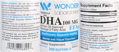 DHA 100 mg label