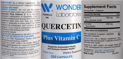 Quercetin plus Vitamin C label