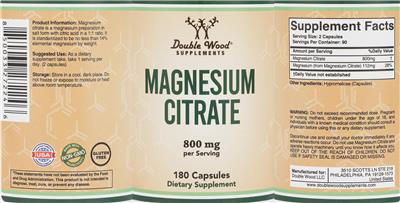 Magnesium Citrate 800 mg label