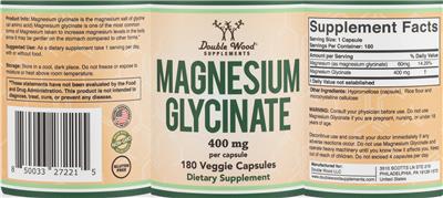 Magnesium Glycinate 400 mg label