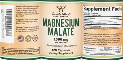 Magnesium Malate 1500 mg label