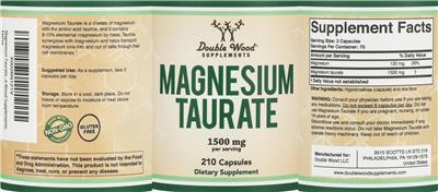 Magnesium Taurate 1500 mg label