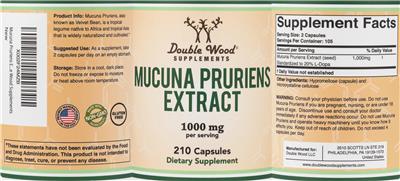 Mucuna Pruriens Extract 1000 mg label