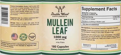 Mullein Leaf 1000 mg label