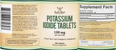 Potassium Iodide Tablets 130 mg label