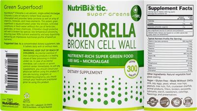 Chlorella 500 mg label