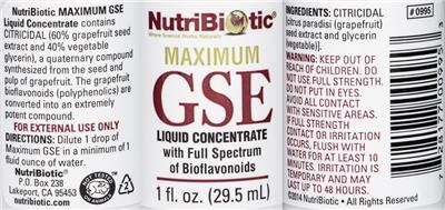 Maximum GSE Liquid Concentrate label