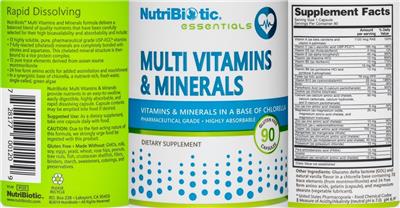 Multi Vitamins & Minerals label