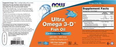 Ultra Omega 3-D Fish Oil label