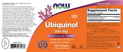 Ubiquinol 100 mg label