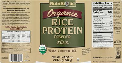 Organic Rice Protein Powder Plain label