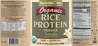 Raw Rice Protein Vanilla label