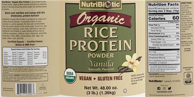 Organic Rice Protein Vanilla label