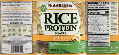 Rice Protein Powder Vanilla label