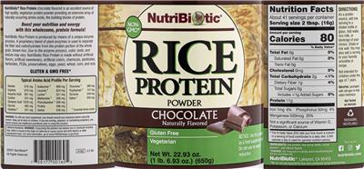 Rice Protein Powder Chocolate label