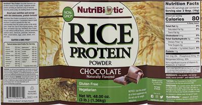Rice Protein Powder Chocolate label