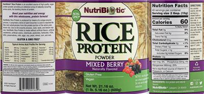 Rice Protein Powder Mixed Berry label