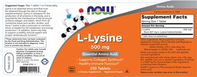L-Lysine 500 mg label