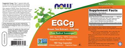 EGCg Green Tea Extract - 400 mg label
