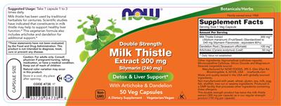 Double Strength Milk Thistle Extract 300 mg label