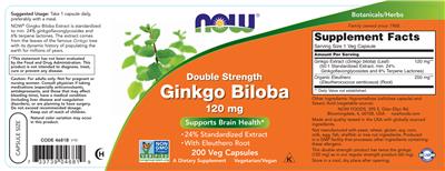 Double Strength Ginkgo Biloba 120 mg label