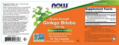 Double Strength Ginkgo Biloba 120 mg label