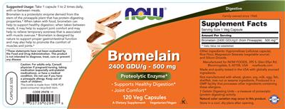 Bromelain 2400 GDU/g - 500 mg label