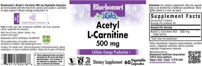 Acetyl L-Carnitine 500 mg label