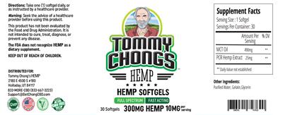 Hemp Softgels 300 mg label