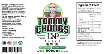 Hemp Oil 1000 mg Peppermint label